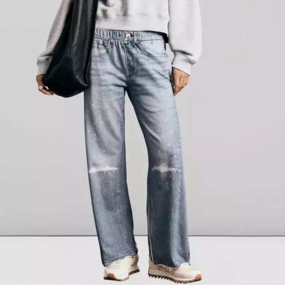 Rag & Bone Miramar Wide Leg Pants Sweatpant Jeans in Albee Blue XS - Picture 1 of 12